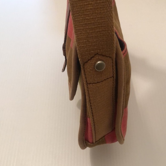 Fossil Color Block Canvas Top Flap Adjustable Crossbody Handbag - Picture 9 of 12